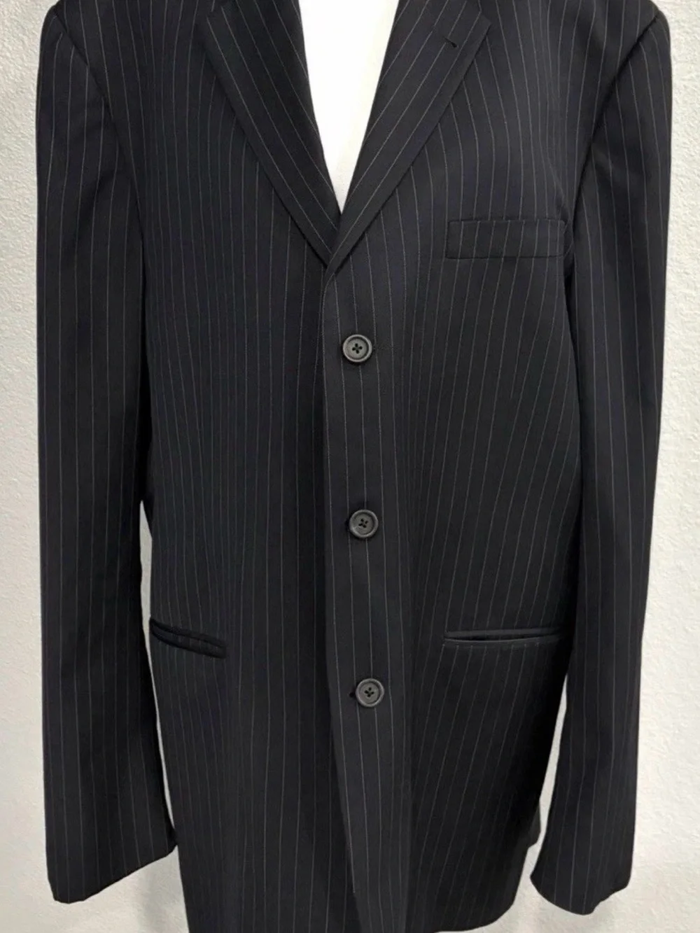 Burberry Navy Pinstripe Men's Suit Blazer